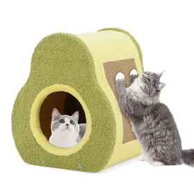 Comparer les prix de COSTWAY Maison pour Chat en Forme d'Avocat, Griffoir en Jute, Trou Rond pour Chat, Condo avec Griffoir pour Chat d'Intérieur
