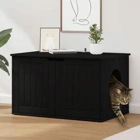 Comparer les prix de Noir Maison pour chats Meubles pour chats Noir 85x55x505 cm Bois dingénierie A2586