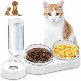 Meilleurs prix pour Gamelle surélevée pour chat - Inclinaison 15° - Anti-vomissements - Antidérapant - Stockage deau - Plastique PP