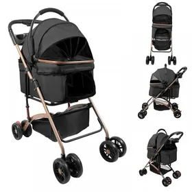 Meilleurs prix pour KEDIA Poussette pour Chien  avec Fenêtre en Filet Porte-Animal AmovibleAnimaux Sac de Transport Pliable (96x70x48)cm noir