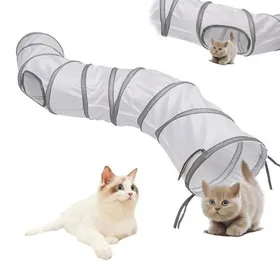 Meilleurs prix pour Tunnel pliable pour chat, jouet en tube de jeu en forme de S avec balle suspendue, pour lapins, chatons, chiots et petits