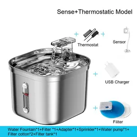 Comparer les prix de Fontaine à eau pour chat en acier inoxydable - Phoesky - 22 L - Recharge automatique - Circulation automatique