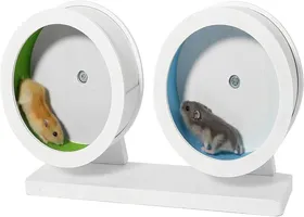 Meilleurs prix pour Roue de Hamster en bois pour deux Hamster2piècesroue dexercice silencieusequi fonctionne assez bienroue rotativevert et bleu