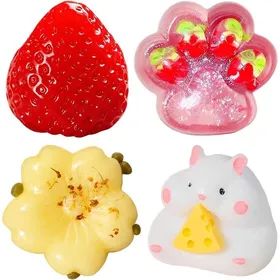 Comparer les prix de 4Pcs Squishy Patte de Chat Set Fraise Chat Paw   Grand Fraise  Gâteau d’Osmanthe   HamsterToy Squishes KitJeux Sensoriels