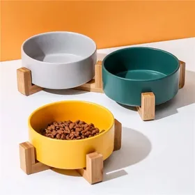 Comparer les prix de Gamelle pour chiens et chats en céramique et bambou jaune 850 ml