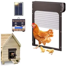 Comparer les prix de Porte automatique pour poulailler - PZCC - Minuterie intégrée - Alimentation par piles AA - Énergie solaire - 37x24.7 cm