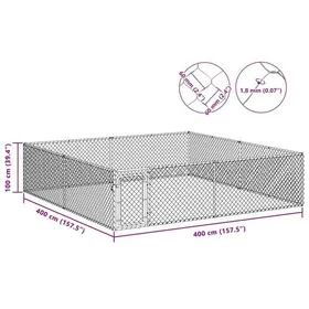 Meilleurs prix pour Solde 2026parc polyvalent/grande cage pour chien Argent - Chenil extérieur pour chiens Acier galvanisé 4x4x1 m 40.16 Kg 90893261