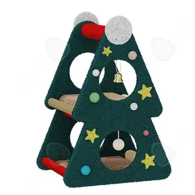 Meilleurs prix pour C Arbre à chat petite plateforme de saut nouveau style noël sisal forme darbre de noël créativité multi niveaux jouets chat