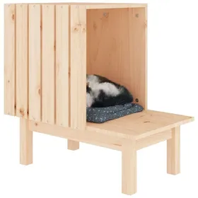 Comparer les prix de Maison pour chat en bois - WIENS - 60x36x60 cm - Bois de pin massif - Brun - Style Scandinave Moderne - Cadre robuste