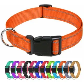 Comparer les prix de Colliers réfléchissants en nylon pour chien collier classique réglable avec boucle à dégagement rapideorange (S 20 cm/30-40 cm)