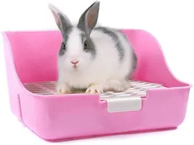 Meilleurs prix pour Litière pour Lapins - YNKKVRE - Bac à Litière - Rose - Plastique - Facile à Nettoyer