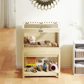 Meilleurs prix pour Cage hamster 2 niveaux grande 832x50x103 cm bois naturel avec couvercle rabattable pour rongeurs et petits animaux