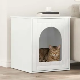 Meilleurs prix pour Moderne Maison pour chat - Contemporain - Meuble pour Animaux pour Salon Blanc Brillant 53 x 52 x 62 cm@FR(913002)