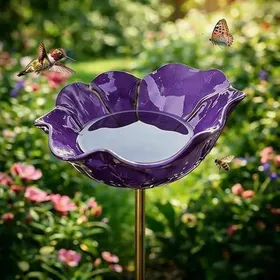 Meilleurs prix pour Bain dOiseaux Extérieur Violet Vasque Jardin sur Pied Abreuvoir Oiseaux Mangeoire Décorative pour Terrasse Jardin