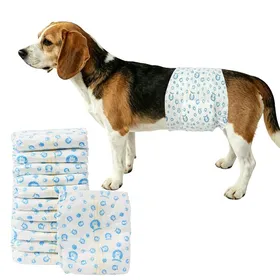 Comparer les prix de Lot de 24 couches chien jetables L super absorbantes élastique indicateur humidité Couche chien Cuneary