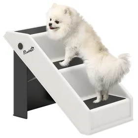 Comparer les prix de Escalier pour chien - PawHut - pliant - à 3 marches antidérapantes - en plastique - charge 10 kg - 53 x 305 x 365 cm - crème