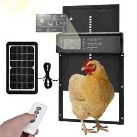 Meilleurs prix pour Porte Poulailler Solaire Automatique 332x244mm en Alliage daluminium Électrique avec Écran LED Télécommande Minuterie