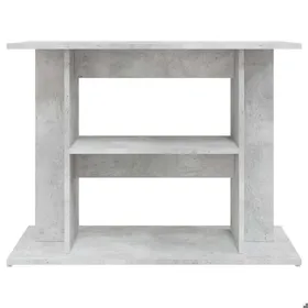 Meilleurs prix pour Support daquarium en bois dingénierie - MEUBLECHIC - Gris béton - 80x35x60 cm - 3 niveaux de rangement
