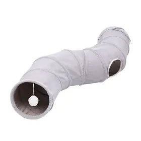 Comparer les prix de Tunnel pour chat pliable - Phoesky - Forme en S - 124 cm de longueur - 26 cm de diamètre - Gris - Cachette interactive