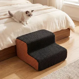 Comparer les prix de Escalier pour Animaux à 2 Marches COSTWAY en Mousse Haute Densité Fond Antidérapant Housse Lavable Pente Douce Noir et Marron