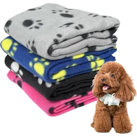 Comparer les prix de Lot de 4 couvertures pour animaux de compagnie - Douce et chaude - Imprimé pattes de chien - Pour chatons et chiots - Tour de lit