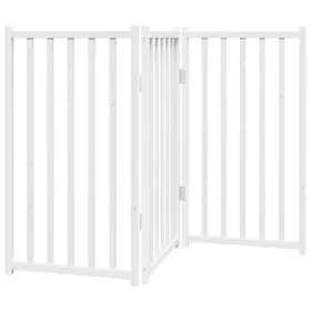 Meilleurs prix pour Barrière de sécurité pour chien animaux de compagnie pliable 3 panneaux 150 cm bois sapin massif blanc 02_0023084