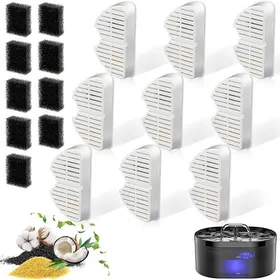 Meilleurs prix pour Fountain Filter Set 9 Pieces + 9 Foam Filters for Drinking Fountain FilterHair Filtering (Sponge)Triple Filtration FONTAINE A EAU