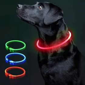 Meilleurs prix pour Collier LED pour chien résistant à leau avec lumière réfléchissante Collier LED pour chien qui brille dans le noir(50 cm)rouge