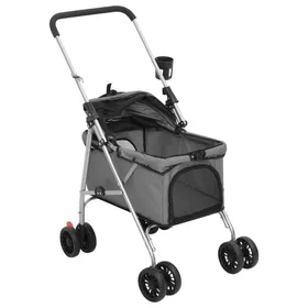 Meilleurs prix pour Pet®Gris Poussette pour chien/animaux de compagnie，VIDAXLChariot pliante Gris 76x50x100 cm Tissu Oxford 7_9678682