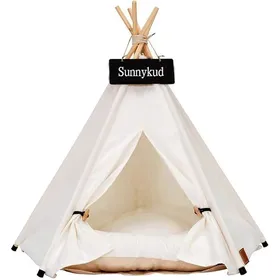 Meilleurs prix pour Tipi Cachette pour Animaux de Compagnie – Coussin Doux Amovible et Lavable – Idéal Chien Chat Lapin – Cocon Sûr et blanc CLAPIER
