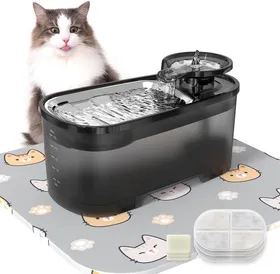 Meilleurs prix pour VEGREM Fontaine à Eau pour Chat 2.5L, Fontaine à Eau Silencieuse 2.5W avec Filtre à Charbon Actif, Réservoir Noir Translucide po10