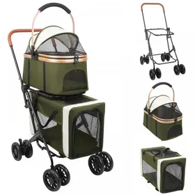 Comparer les prix de MIPAN.Poussette Pour Animaux 2 En1 - Poussette Pour Chien /Chat Tout Terrain - Pliable - Détachable - 97x 58x 46 cm - Vert