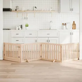 Comparer les prix de Barrière pour chien pliable - vidaXL - 320 cm - Bois de peuplier - Brun - Pliable - Porte intégrée - Verrous de sécurité