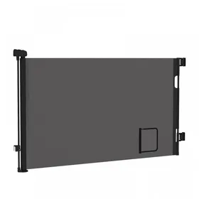 Meilleurs prix pour Barrière de Sécurité Rétractable Pour Enfants/Chiens - Avec Système de Blocage et Chatière pour Chat - 150x86 cm - Noir