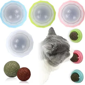 Meilleurs prix pour Jouet à lherbe à chat - YYV - Lot de 4 boules murales - Rotation 360° - Adhésif - Anti-poussière