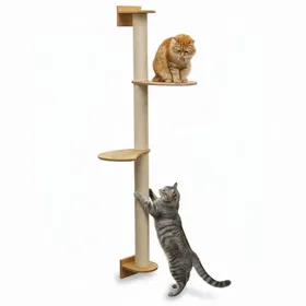 Comparer les prix de 130 cm Arbre à Chat Mural avec 2 Plateaus - Poteau à Griffer - Griffoir en Sisal