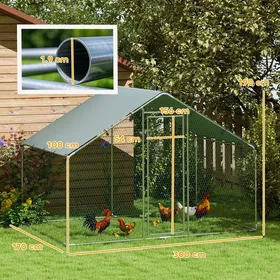 Comparer les prix de Poulailler Enclos 3x17x19 m avec serrure Poulailler en acier galvanisé avec toit étanche anti-UV Enclos extérieur pour volaille