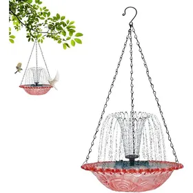 Comparer les prix de Bain d& 39 oiseaux ExtérieurFontaine À Boisson Solaire - Abreuvoir Suspendu pour Colibris Décoration Jardin Balcon rose NICHOIR
