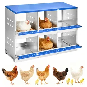 Meilleurs prix pour Pondoir à poules en acier galvanisé Roll-Away - 6 compartiments aération perchoir - 96×48×71 cm - Without cover-blue