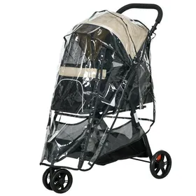 Comparer les prix de Plaque épaissie2 en 1 Poussette pour chiens Poussette pour chiens avec protection contre la pluie Pliable pour chiens et chats jus