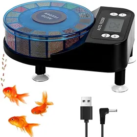 Comparer les prix de Distributeur nourriture poissons minuterie rechargeable écran LCD design anti-humidité