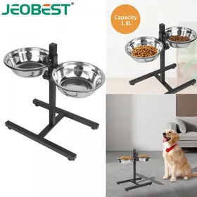 Comparer les prix de JEOBEST Gamelle pour Alimentation de Chien Gamelle pour Chat 2 Bols en Acier Inoxydable 1.8L