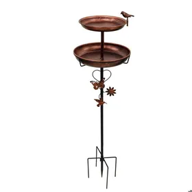 Meilleurs prix pour Mangeoire et Bain doiseaux 2-en-1 avec Doubles Bacs sur Pied - BingoPaw - Hauteur 118CM - Design Antique Bronze