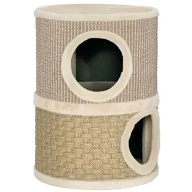 Comparer les prix de Griffoir Poteau Chat 2 Étages avec Tapis et 2 Grottes 35.5x35.5x49cm Peluche Kaki Café Jouet Arbre à Chat