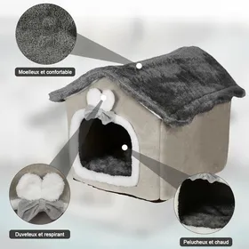 Meilleurs prix pour SUPFINE Niche pour Chat, 46*36*40 Litière pour Chat d'intérieur en peluche, Lit pour Chat Chien, Maison pour Chat