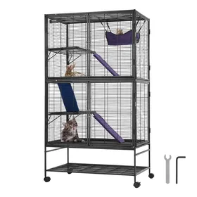 Meilleurs prix pour VEVOR Cage à furet roulante 4 niveaux métal pour petits animaux 1640 mm 3 rampes