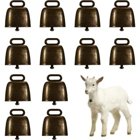 Meilleurs prix pour 12Pcs cloches de vache en métal de pâturage cloches de bronze rétro bruyantes adaptées aux chèvres vaches chevaux et animaux