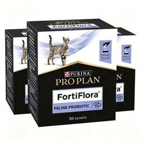 Comparer les prix de 3 Boîtes FortiFlora Probiotiques pour Chats Purina Pro PlanSanté Intestinale et Diarrhée