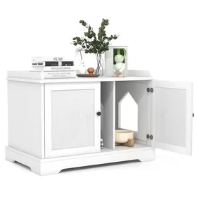 Meilleurs prix pour Meuble cache litière chat blanc table dappoint griffoir cloison réglable caisson bac litière discret intérieur