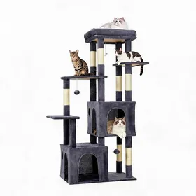 Meilleurs prix pour Arbre à chat multi-niveaux 155 cm pour grands chats et Maine Coon – 2 grands condos perchoir XXL Gris foncé